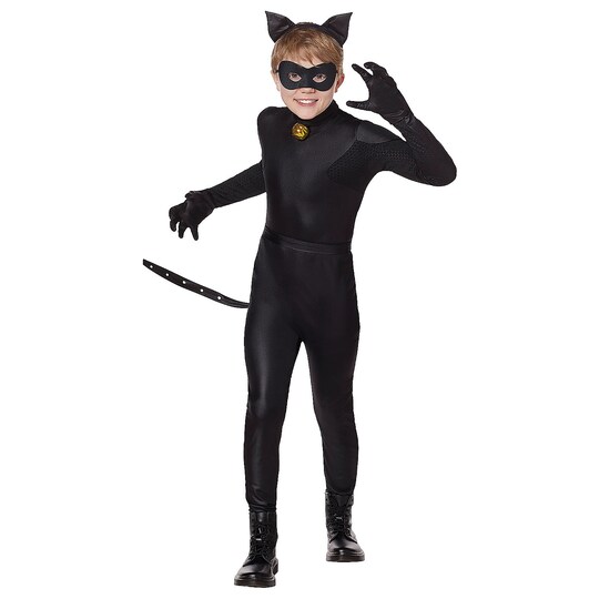 RADYAN; Kid's Miraculous Cat Noir Costume Black Jumpsuit Superhero Outfit; Category:Kids Costumes & Accessories; Image:1